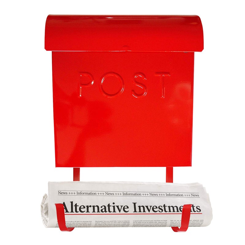 NACH Mailboxes for Outside Wall Mount, 12 x 11.2 x 4.5 inch, Red Wall Mounted Mailbox, Waterproof Mailbox with Outdoor Newspaper Holder - The Euro Mailbox - Image 2